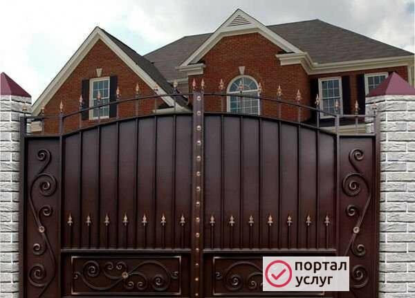 Фото Сварка и установка ворот с элементами ковки