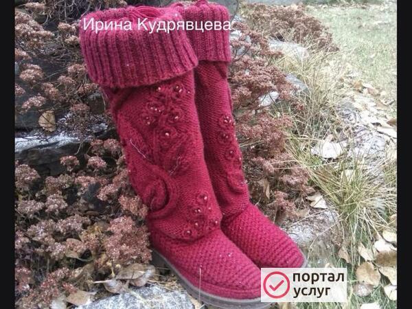 Фото Вязаные сапожки 