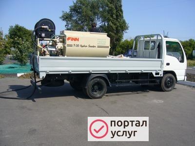 Фото Посев газона.Гидропосев газона.Посевной газон