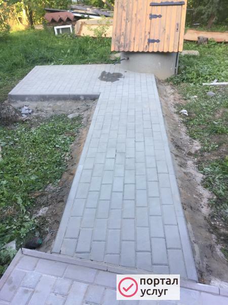 Фото Укладка брусчатки и бордюра 
