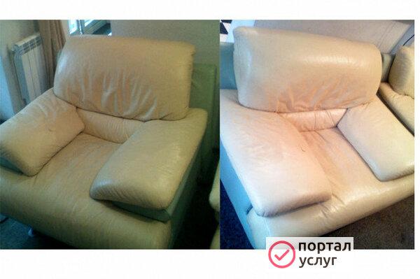 Фото Химчистка кожаной мебели