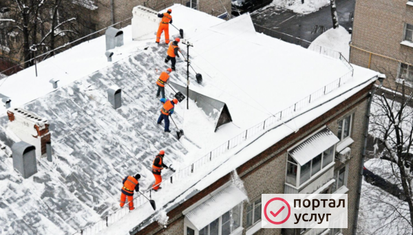 Фото Уборка снега с крыш