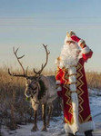 Дед Мороз со своим сказочным северным оленем