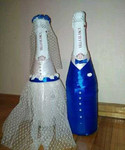Украшение свадебных пар-бутылок