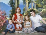 Картины, портреты, семья, дети, интерьер, масло