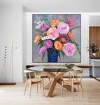 Картины маслом на холсте для интерьера Цветы в вазе 