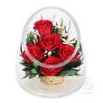 Живые цветы в вакууме в стекле «Красная страсть»