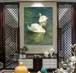 Картина маслом Два белых лебедя