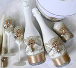 Свадебный набор декор украшение бутылок и фужеров